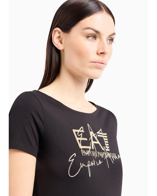 EA7 Black Logo Series Stretch-cotton Crew-neck T-shirt