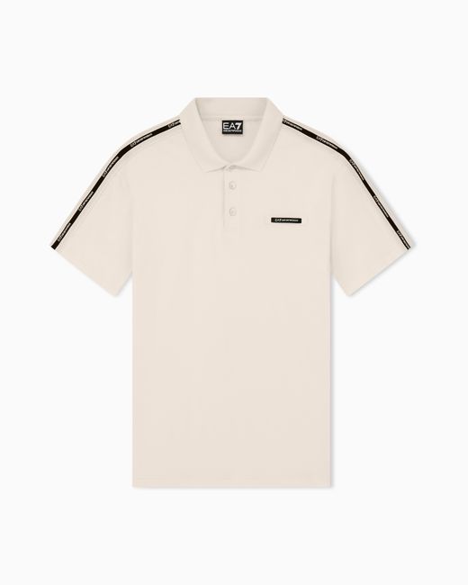EA7 Natural Logo Series Cotton-Jersey Polo Shirt for men