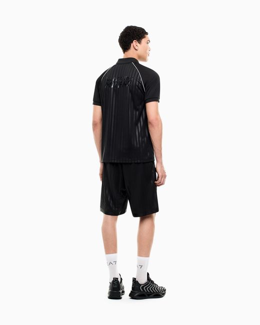 EA7 Black Set Soccer Regular Fit With Polo And Shorts for men