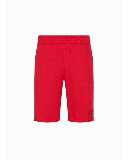 EA7 Red Core Identity Cotton Board Shorts for men