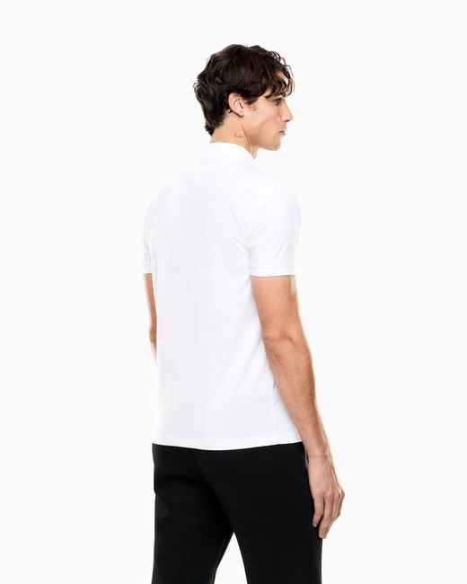 EA7 White Slim-Fit Polo Shirt Premium Shield for men