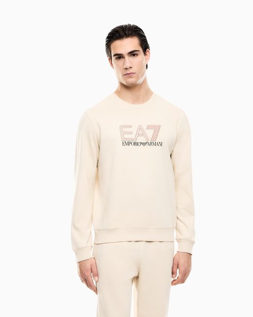 EA7 Natural Visibility Cotton Zip-Up Sweatshirt With Logo for men