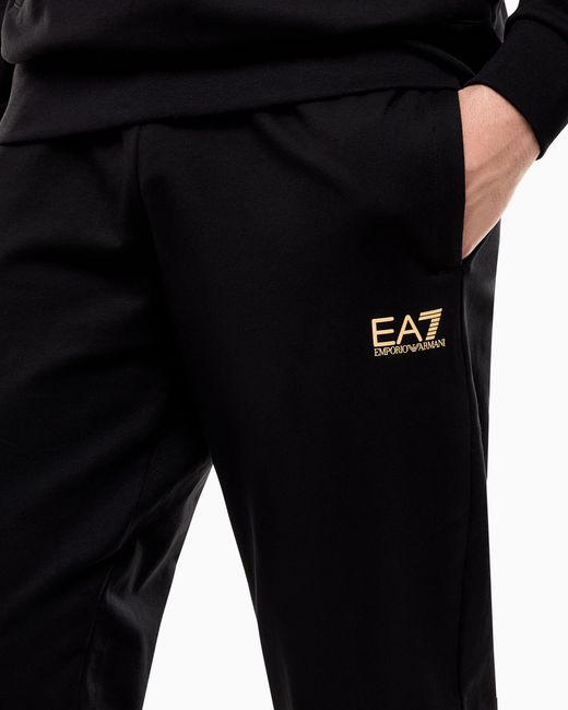 EA7 Black Cotton Business Suit With Hoodie And Joggers Core Identity for men