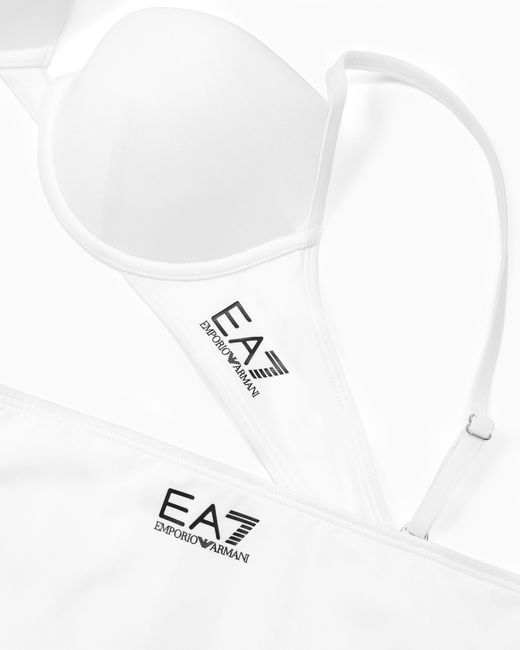 EA7 White Push-Up Bralette Bikini With Logo