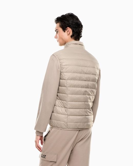 EA7 White Packable Gilet With Zip And Down Padding Core Identity for men
