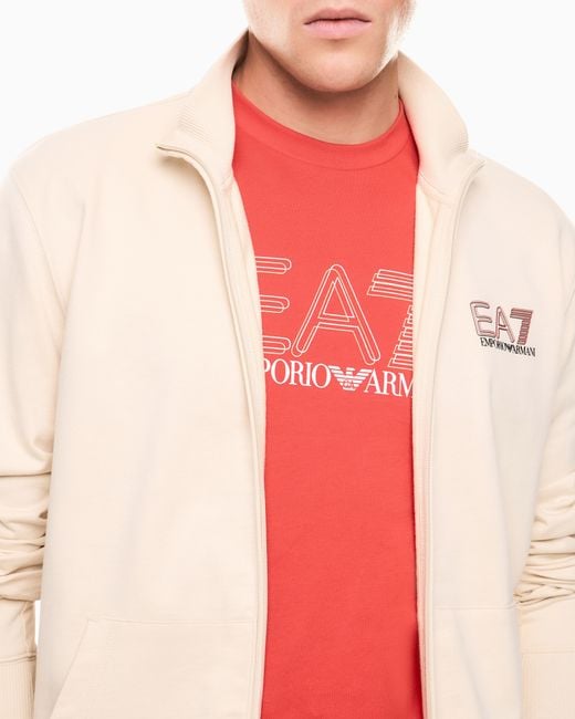 EA7 Red Visibility Cotton-Jersey Crew-Neck T-Shirt for men