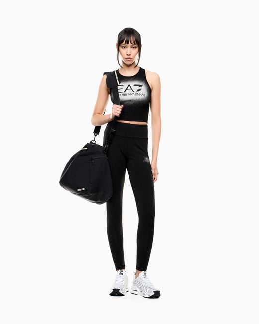 EA7 Black Visibility Stretch-Jersey Leggings