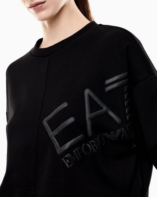 EA7 Black Logo Series Cotton Jersey Sweatshirt