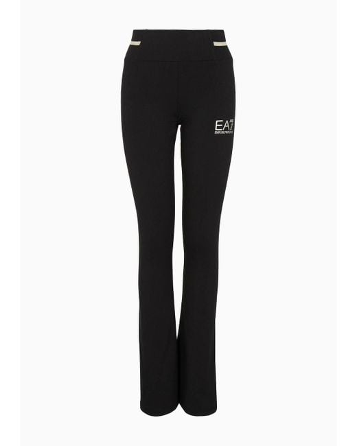 EA7 Black Core Lady Stretch-cotton Jersey Trousers