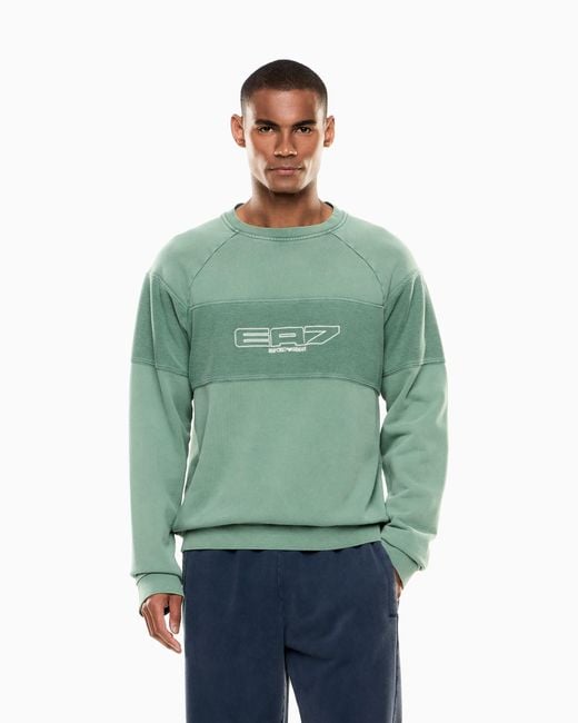 EA7 Green Pure Cotton Logo Series Sweatshirt for men