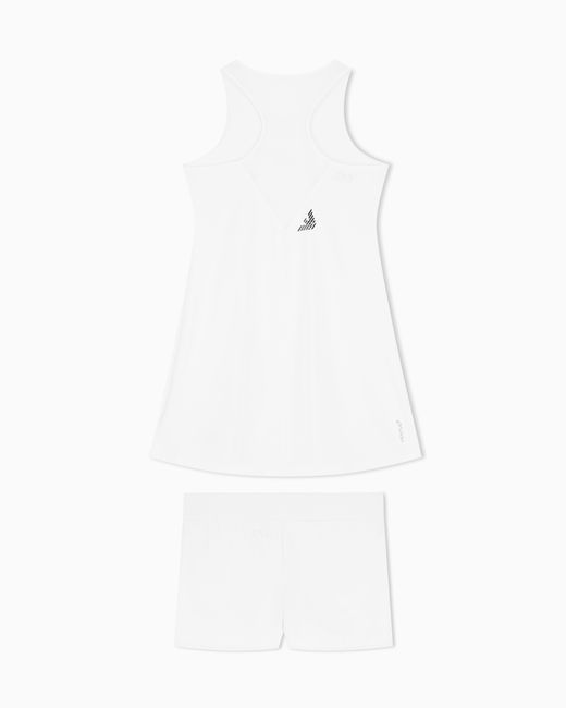 EA7 White Ventus Dress Sleeveless With Mesh And Shorts Tennis Pro