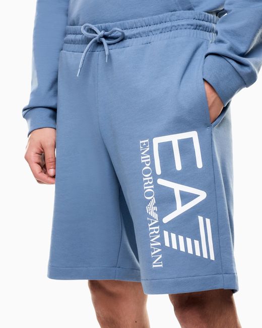 EA7 Blue Core Identity Cotton Shorts for men