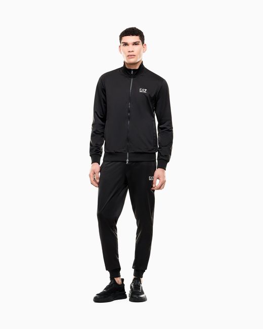 EA7 Black Technical-Fabric Core Identity Tracksuit for men