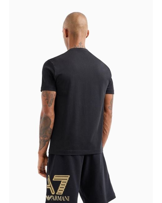 EA7 Black Logo Series Stretch-cotton Short-sleeved T-shirt for men