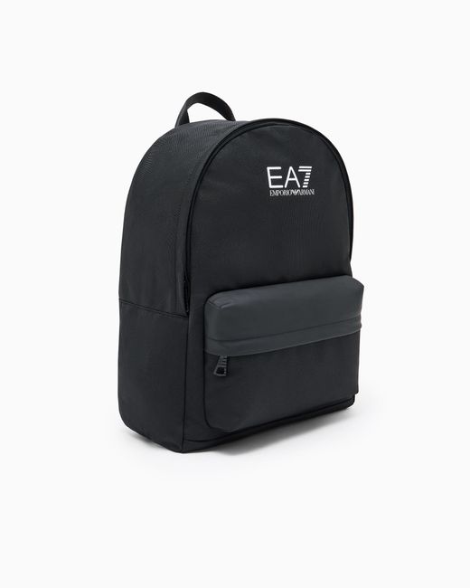 EA7 Black Train Core Round Backpack With Oversized Logo