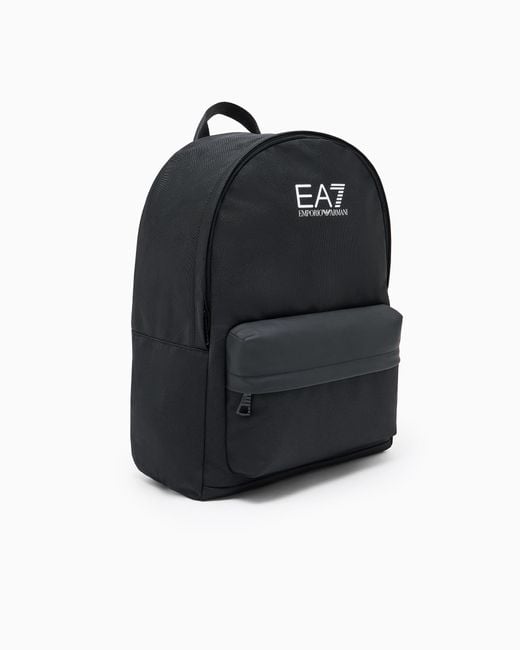 EA7 Black Train Core Round Backpack With Oversized Logo