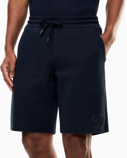 EA7 Blue Lux Identity Cotton-Blend Shorts for men