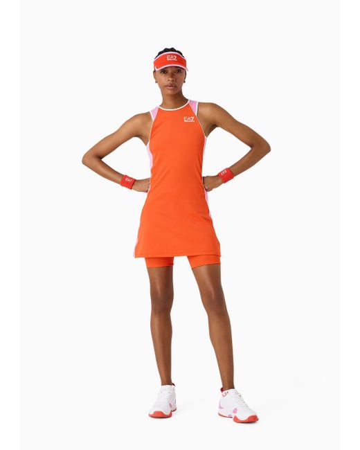 EA7 Orange Tennis Pro Dress In Asv Ventus7 Technical Fabric