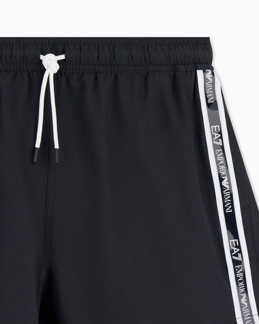 EA7 Black Logo Series Swim Trunks With Logo Tape for men