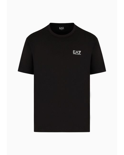 EA7 Logo Series T-shirt Mit Rundhalsausschnitt Aus Baumwolle in Black für Herren