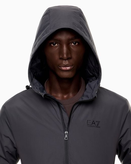 EA7 Core Identity Bomberjacke Mit Kapuze Aus Funktionsgewebe in Gray für Herren
