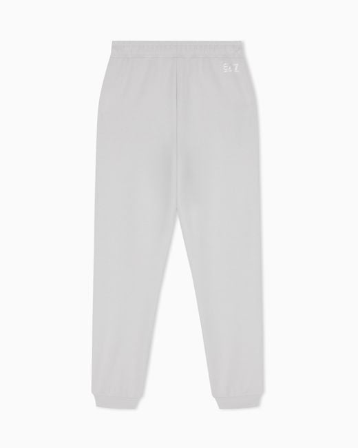 EA7 White Trousers Logo Series Regular Fit Jersey