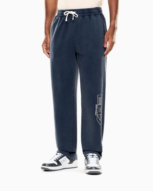 EA7 Blue Logo Series Pure Cotton Trousers for men