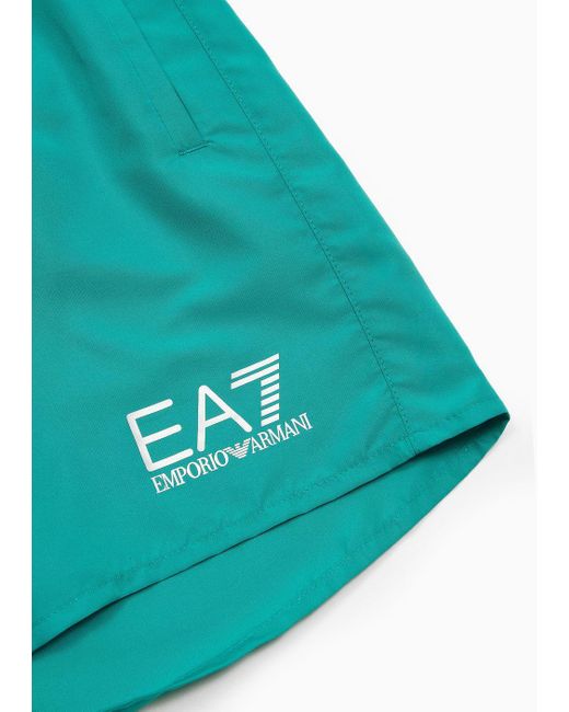 EA7 Green Swim Trunks With Logo for men