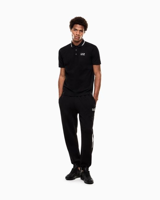 EA7 Black Summer Block Pure Cotton Joggers for men