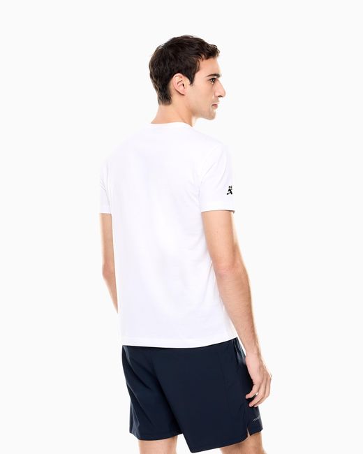EA7 White Nitto Atp Finals Crew Neck T-Shirt With Event Logo for men