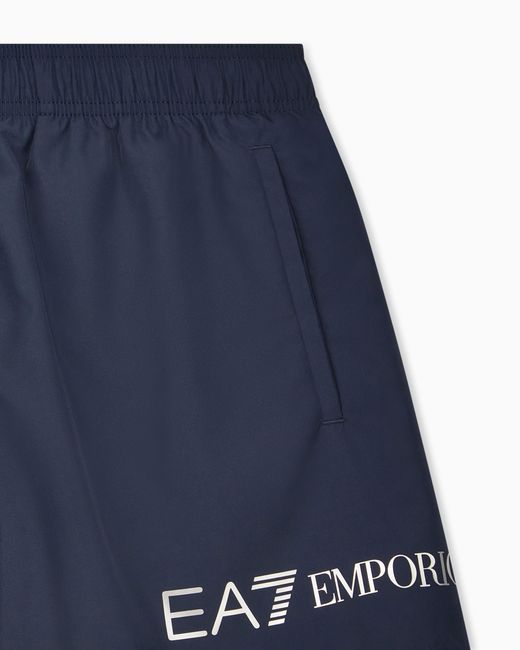 EA7 Blue Emporio Armani Logo Swim Shorts Armani/Tanger for men