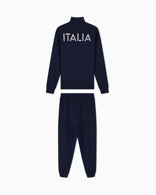 EA7 Blue Italian Spirit Cotton-Blend Tracksuit for men