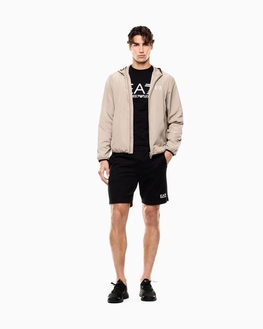 EA7 Natural Technical Hooded Bomber With Zip Closure Core Identity for men