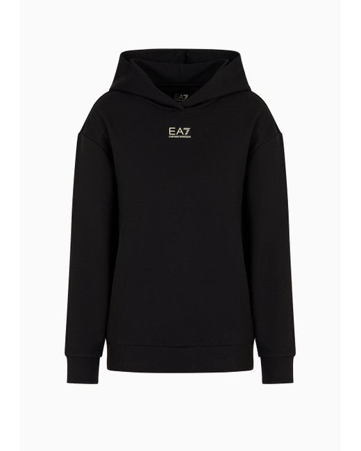 EA7 Black Logo Series Sweatshirt Mit Kapuze Aus Baumwollmischgewebe