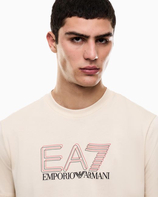 EA7 Gray Visibility Cotton-Jersey Crew-Neck T-Shirt for men