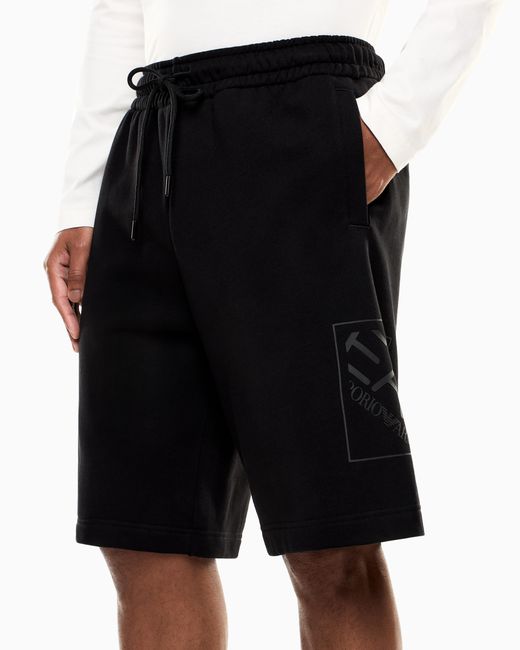 EA7 Black Logo Series Cotton Shorts for men