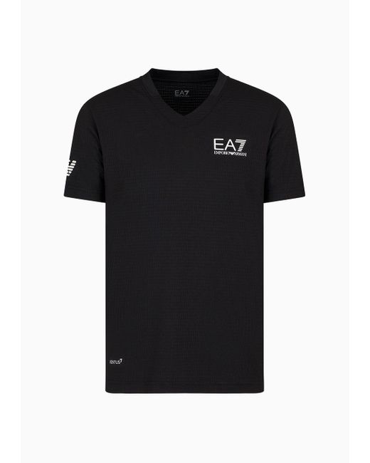 EA7 Tennis Pro T-shirt Mit V-ausschnitt, Gefertigt Aus Ventus7-funktionsgewebe in Black für Herren