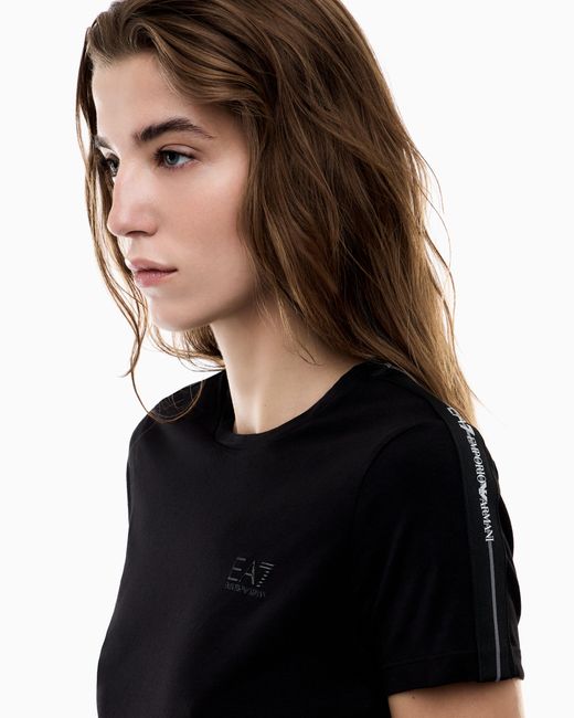 EA7 Black Logo Series Jersey T-Shirt With Logo Tape Detail