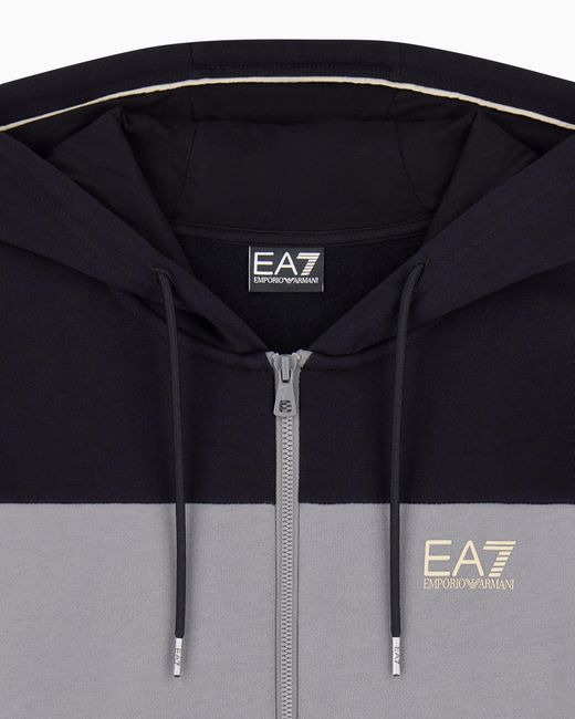 EA7 Black Regular Fit Jersey Hoodie for men