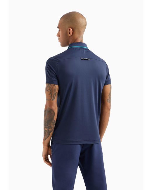 EA7 Blue Golf Pro Polo Shirt In Ventus7 Technical Fabric for men