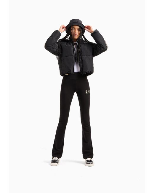 EA7 Black Core Lady Stretch-cotton Jersey Trousers