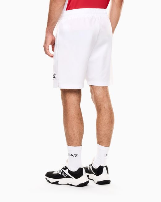 EA7 White Tennis Pro Shorts for men
