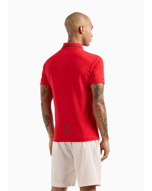 EA7 Core Identity Poloshirt Aus Baumwollpikee Mit Stretchanteil in Red für Herren