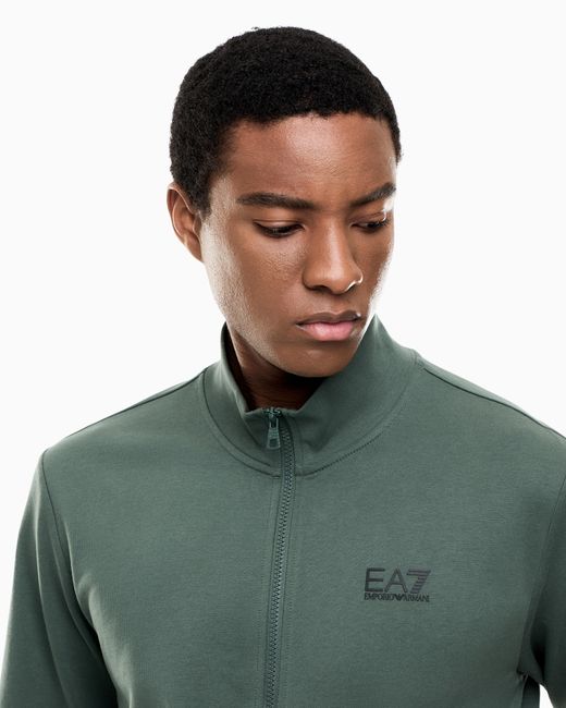 EA7 Green Cotton Suit With A Stand Collar And Zip Core Identity for men