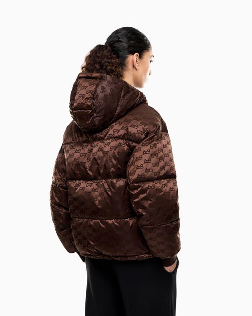 EA7 Brown Bomber Jacket Oversized With Extra Padding And Monogram