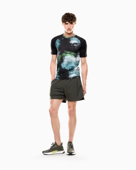 EA7 Blue Dynamic Athlete Printed T-Shirt for men