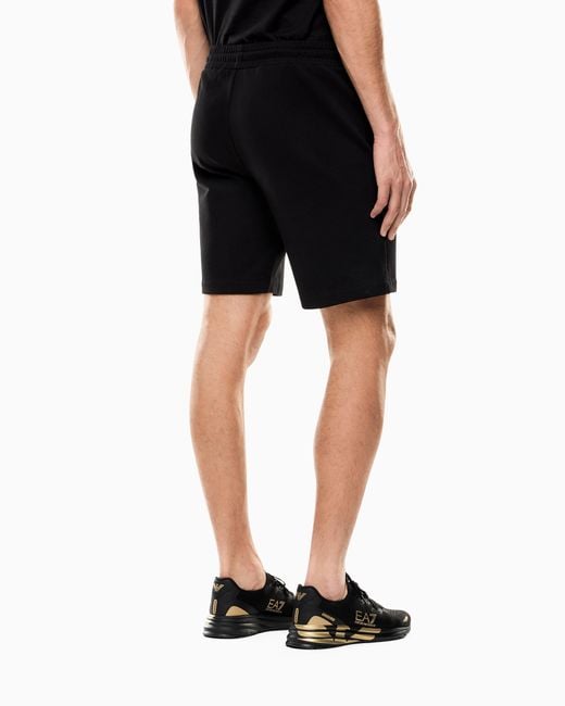 EA7 Black Core Identity Cotton Shorts for men