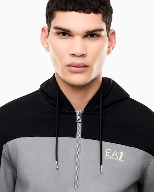 EA7 Black Regular Fit Jersey Hoodie for men
