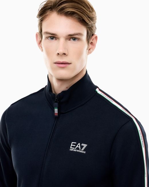 EA7 Blue Italian Spirit Cotton-Blend Tracksuit for men