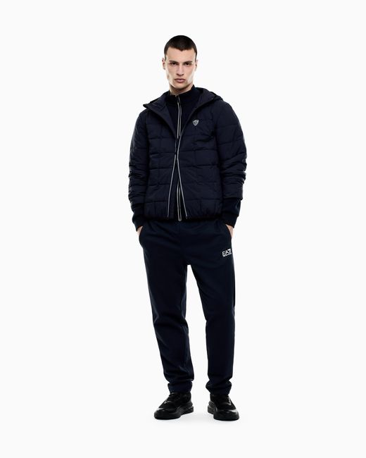 EA7 Blue Premium Shield Hooded Jacket for men